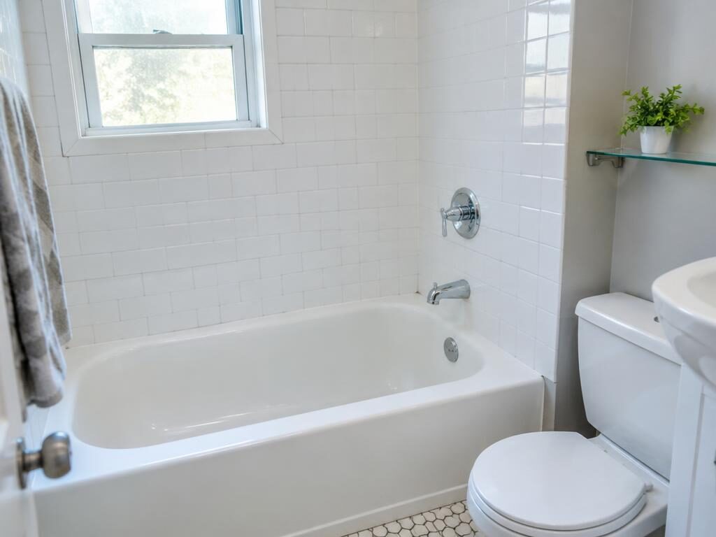 Sparkling bathtub after cleaning